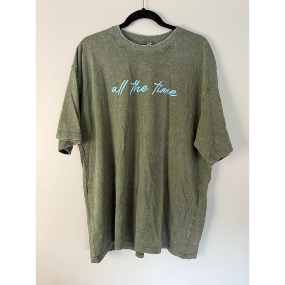 God Is Good All The Time Mineral Wash Graphic T-Shirt Mens XL Olive Green